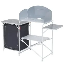 Meuble De Cuisine Avec Desserte Gris/noir -Mobilier De Camping Soldes meuble cuisine desserte gris noir 2
